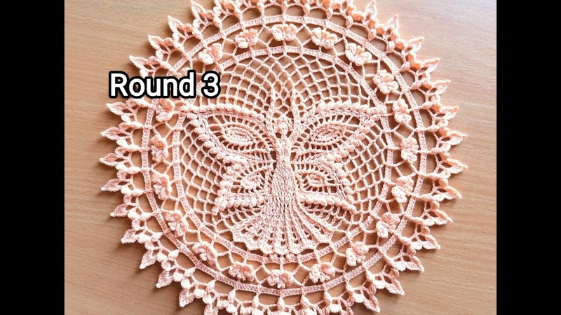 crochet mandala butterfly Round 3, dreamcatcher,