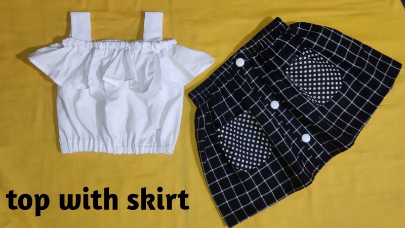 Kids top and skirt cutting and stitching, 3 to 4 year baby girl top with