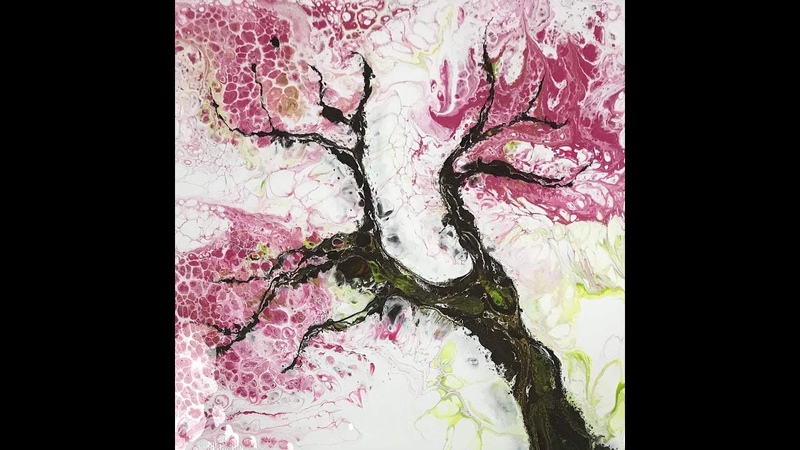 Paint Pour Cherry blossoms