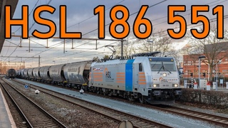 HSL 186 551 met Transcrales en Wascosa graanwagens vertrekt uit Oss! 4K