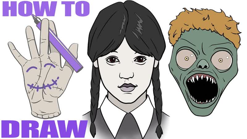 How to Draw Wednesday Addams Thing and