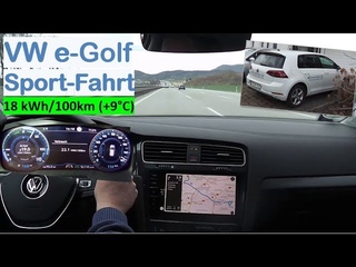 VW e-Golf 300: Sport-Fahrt | Vollstrom auf der Autobahn, 155 km/h | Strominator