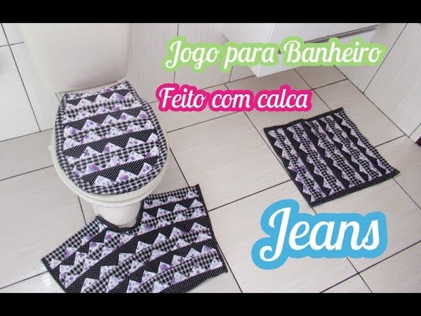 JOGO DE BANHEIRO RECICLANDO CALÇ A JEANS, Recycle old DEMIN, JEANS to make CARPET, table mat,