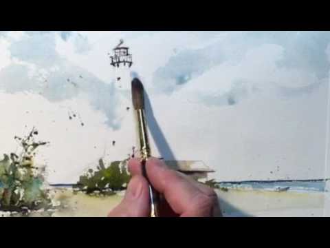 Watercolor Painting of Lighthouse in Florida by Chris