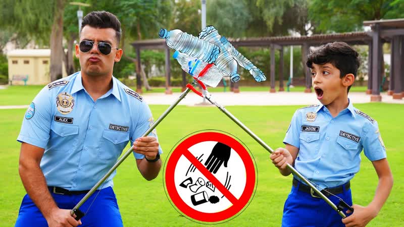 Jason and Alex pretend play detectives in park and follow