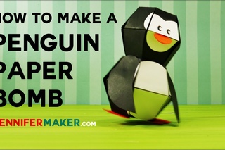 Penguin Paper Bomb - Pop-Up Toy Tutorial & Pattern - Kamikara - )